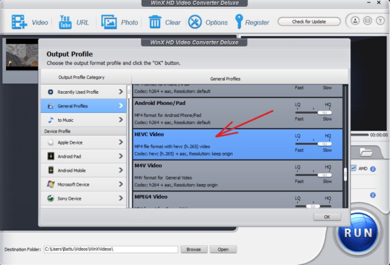 Compress 4k Video using HEVC codec