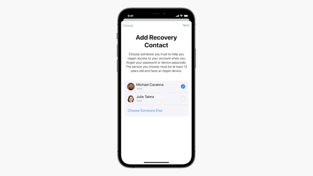 iOS 15 - Add Recovery Contact