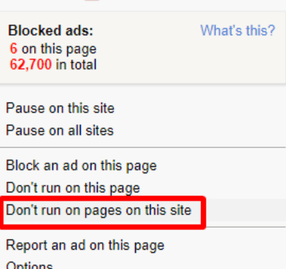 Disable AdBlock on Individual Sites