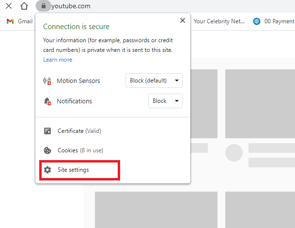 Open Website Settings