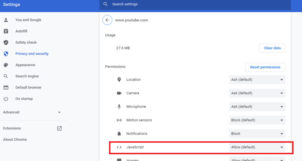 Disable JavaScript in a Website