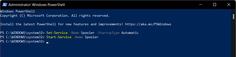 Commands to Enable Print Spooler Service