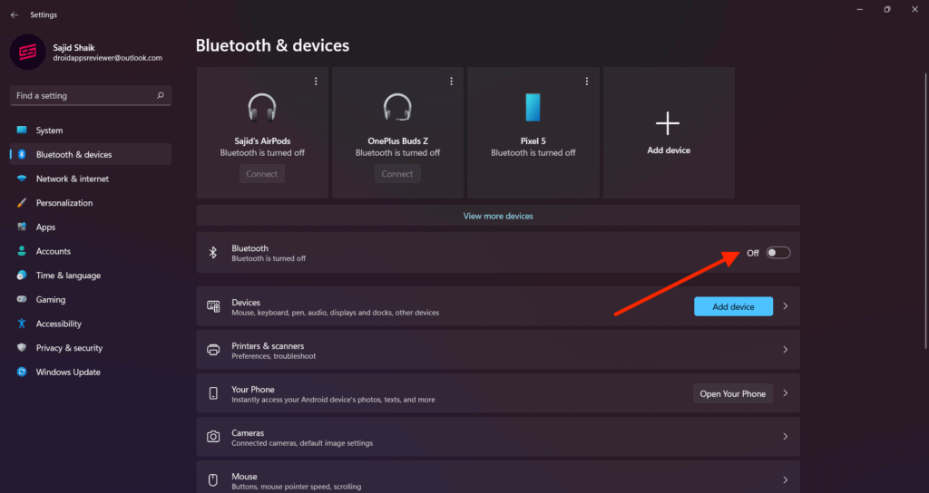 Toggle Bluetooth Off and On to Fix Cursor Moving on its own