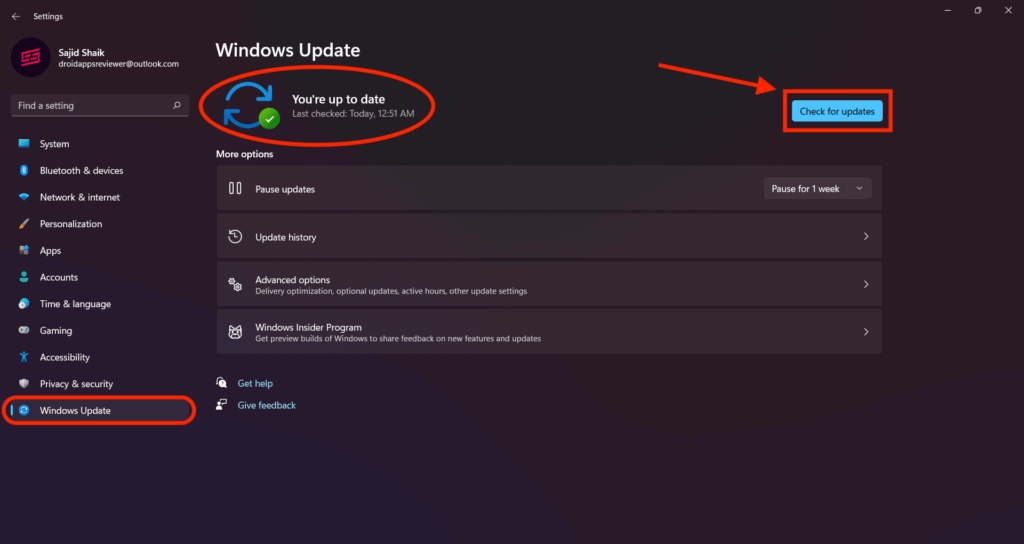 Check for Updates on Windows 11 or Windows 10