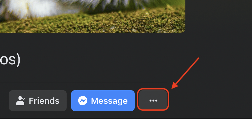 Click the three-dot menu under the Facebook profile cover