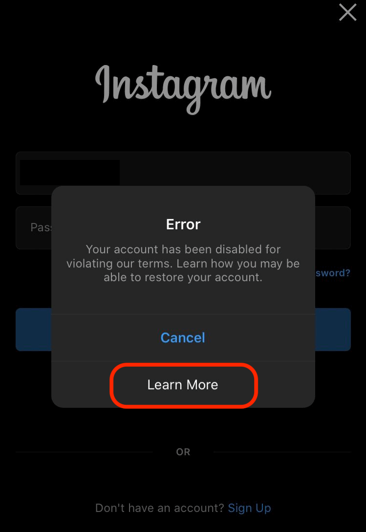 Appeal Disabled Instagram Account