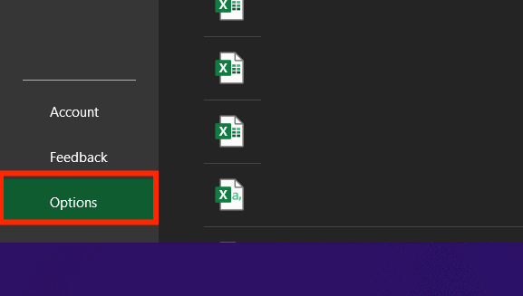 Options in the File Menu