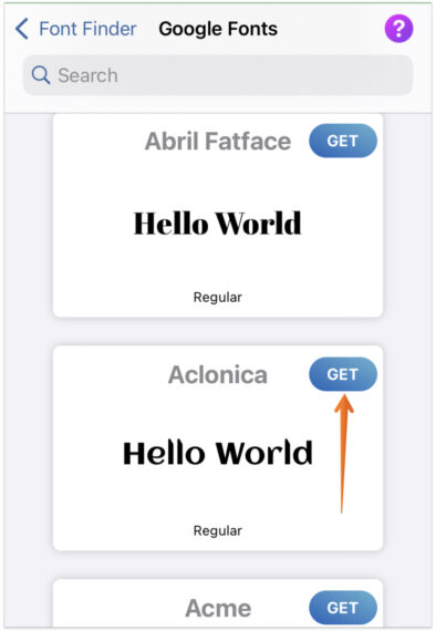 Choose font and click on Get