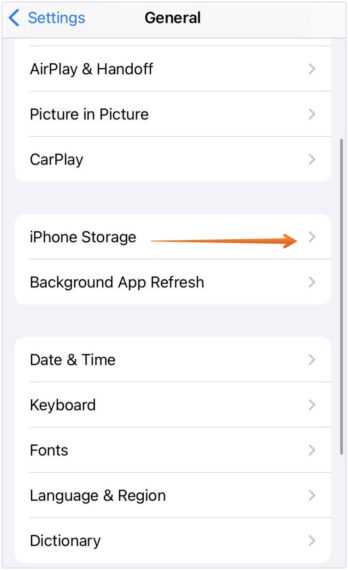 Select iPhone Storage