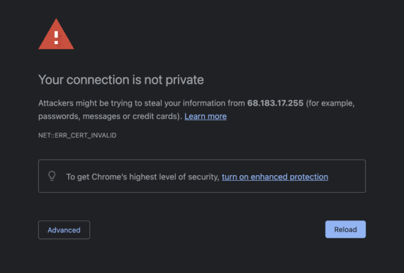 your connection is not private error in Chrome