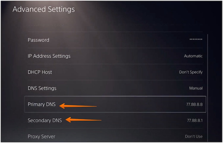 Enter both Primary and Secondary DNS