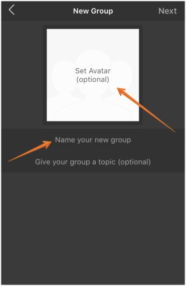 Set Avatar and Choose Group Name