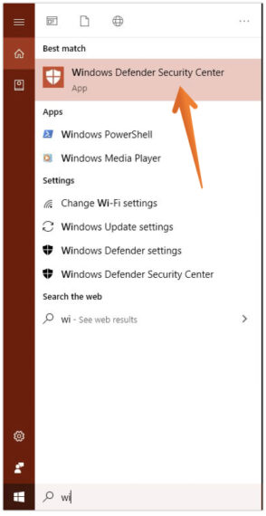 Open Windows Defender Security Center