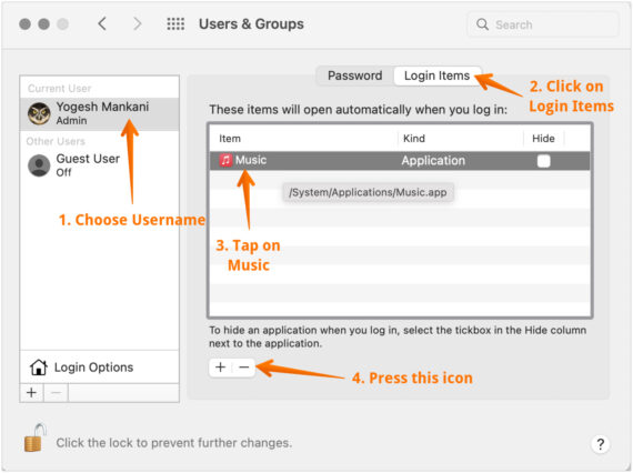 Choose Apple Music In Login Items