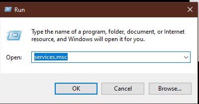 Type services.msc in Run Dialog