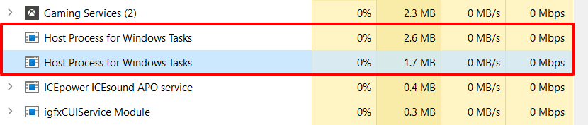 Multiple Host Process for Windows Tasks in Task Manager 