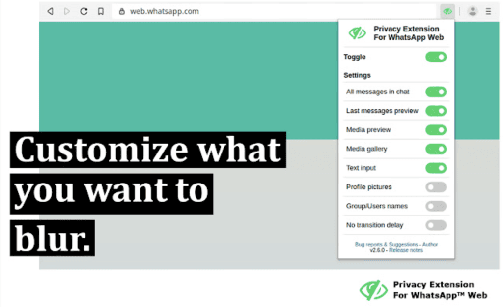 privacy Extension for WhatsApp Web