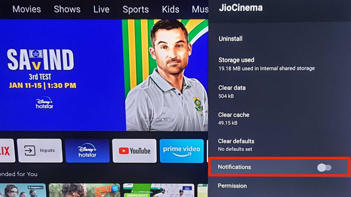 Turn off Notifications for Jio Cinema