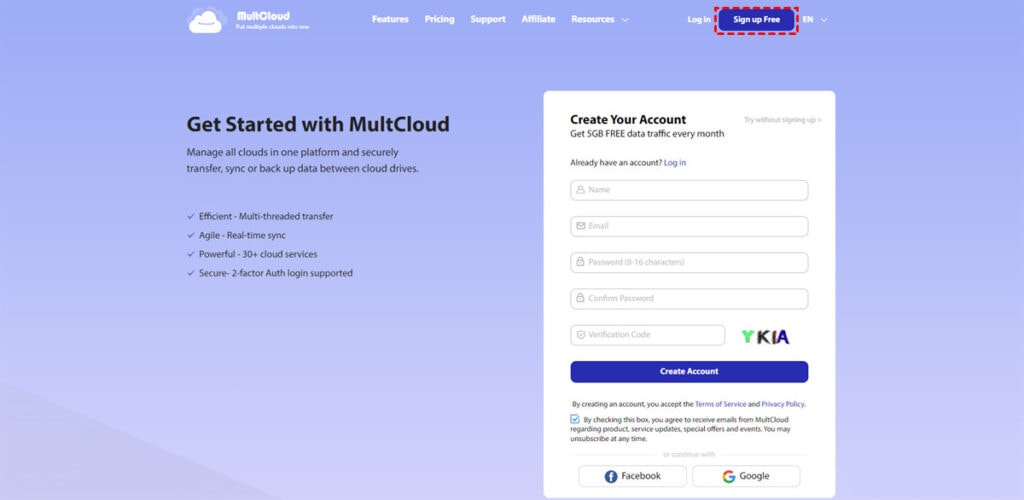 MultCloud SignUp