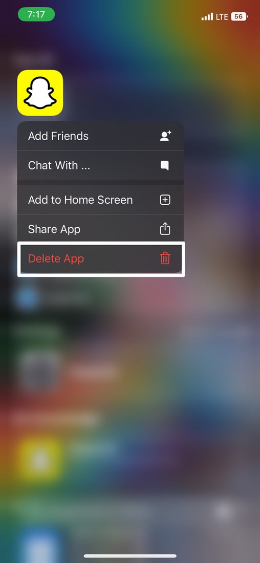 Long-press on the app icon and select Delete App