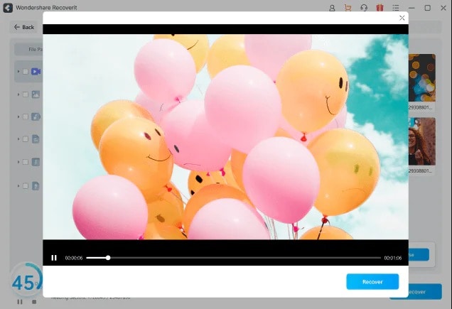 Wondershare Recoverit - Recovered file Preview