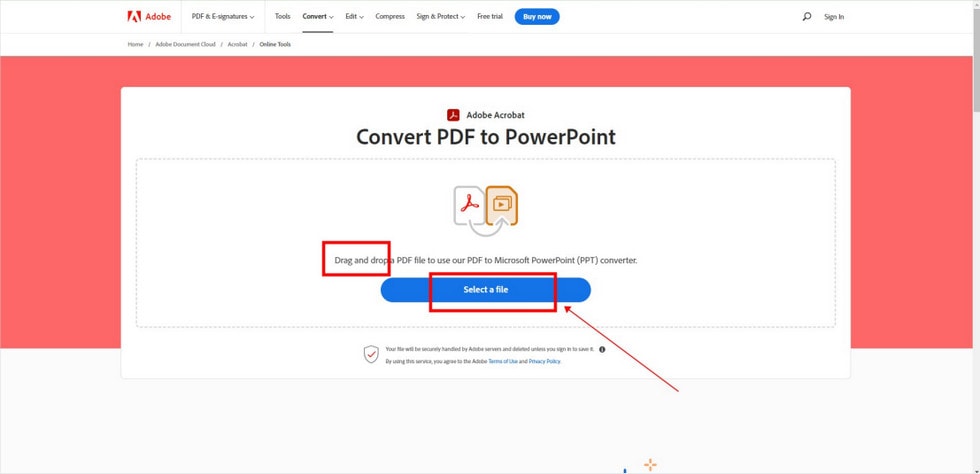 Upload PDF to Adobe Online