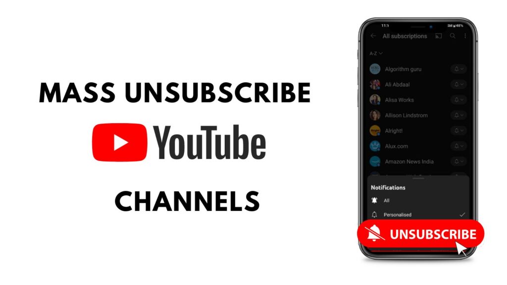 Mass Unsubscribe all YouTube Channels