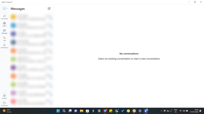 Messages on Intel Unison app