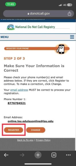 Register at donotcall.gov