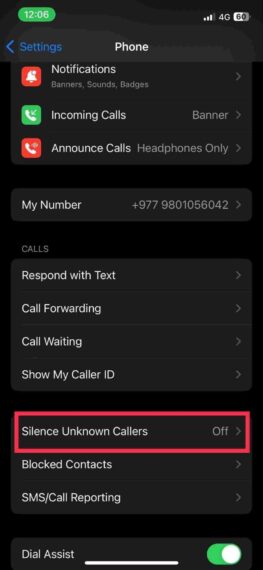 Silence Unknown Callers