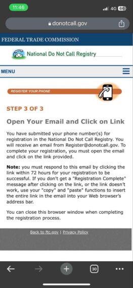 donotcall.gov - Step 3