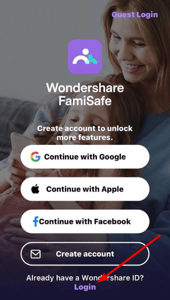 FamiSafe Login Page