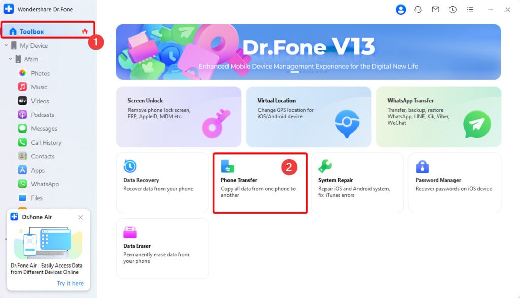 Dr.Fone Phone Transfer