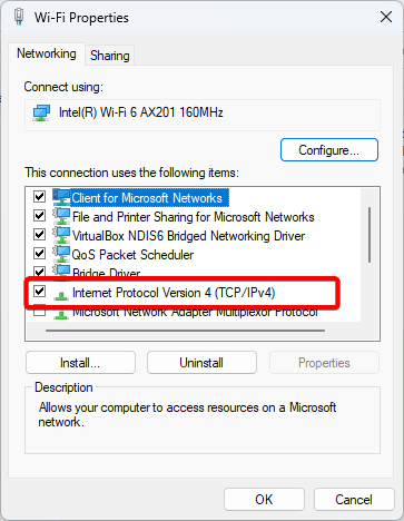 Double click on Internet Protocol Version 4 (TCP/IP)