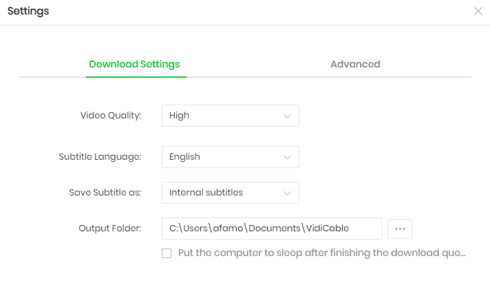 Output Options for VidiCable