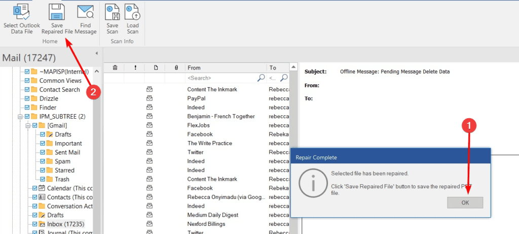 Stellar Repair for Outlook - Save Repaired File