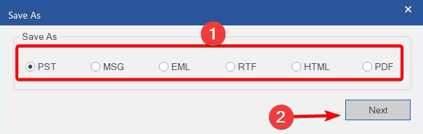 Stellar Repair for Outlook - Save Repaired File As