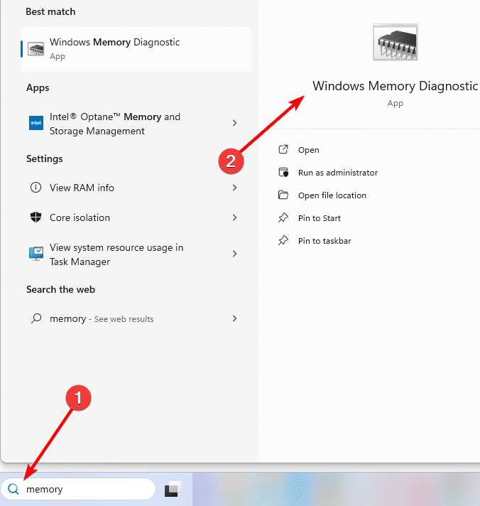 Search for Windows Memory Diagnostic