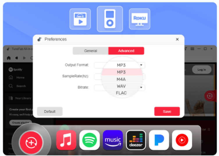 TuneFab All-in-One Music Converter - Output Format Options