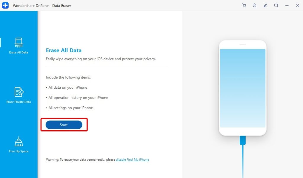 Erase all data Dr Fone