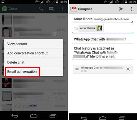 Email Conversation in whatsApp