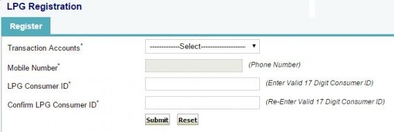 LPG Registration in SBI Net banking