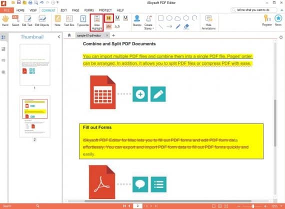 iSkysoft PDF Editor Highlight PDF Feature