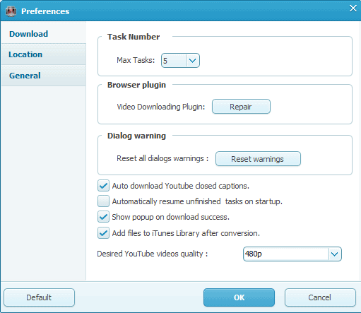 change preferences