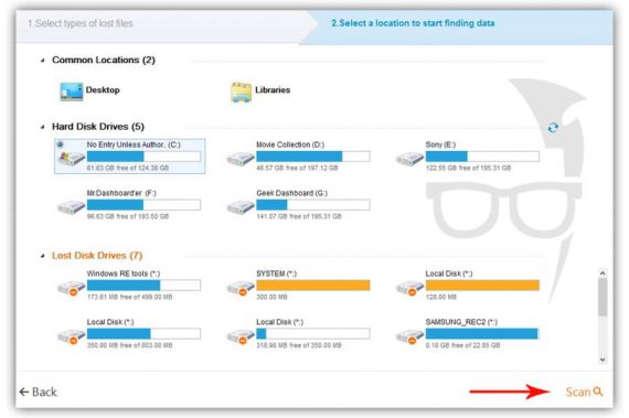 scan the files to convert raw to NTFS File system