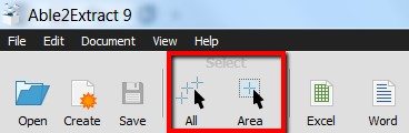 select area to convert pdf to word